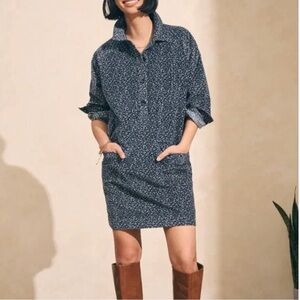 Faherty Lyon Cord Dress size M Blue Floral